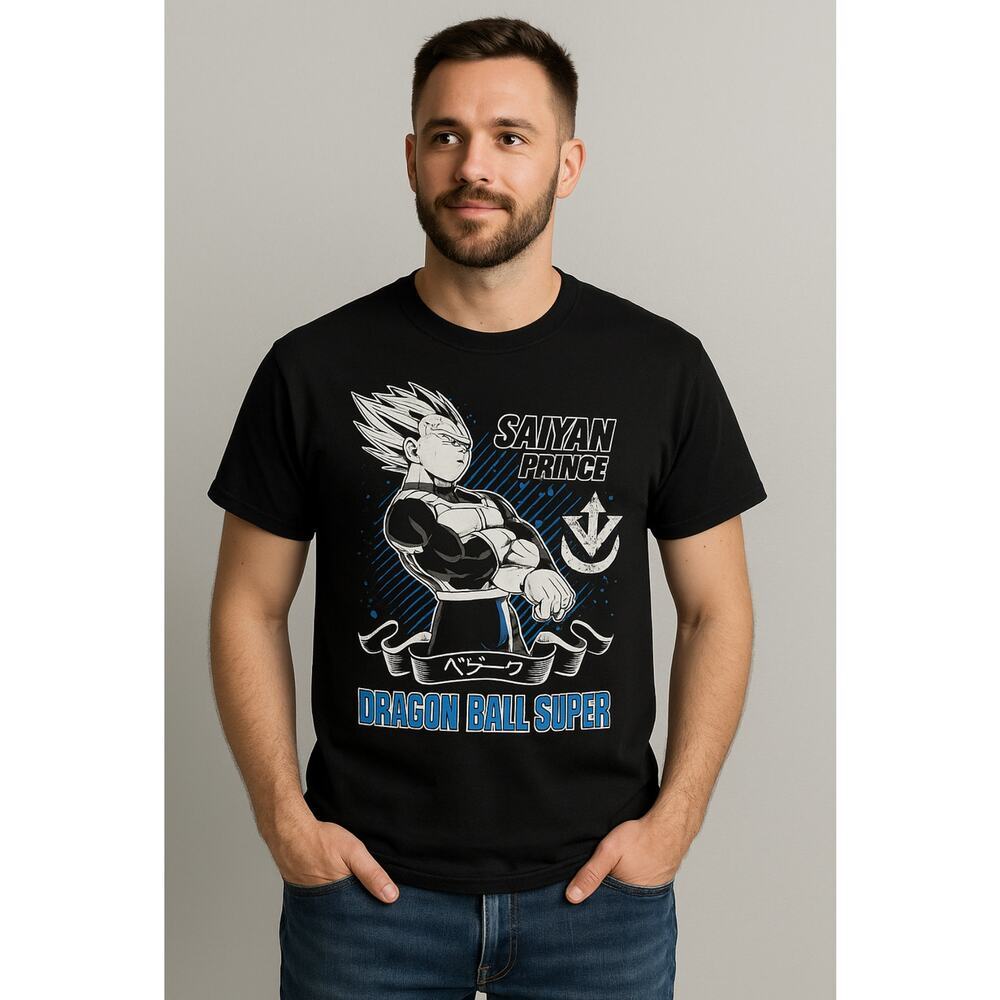 Dragon Ball Super Saiyan Prince Vegeta Graphic T-Shirt Black LG Toei Animation